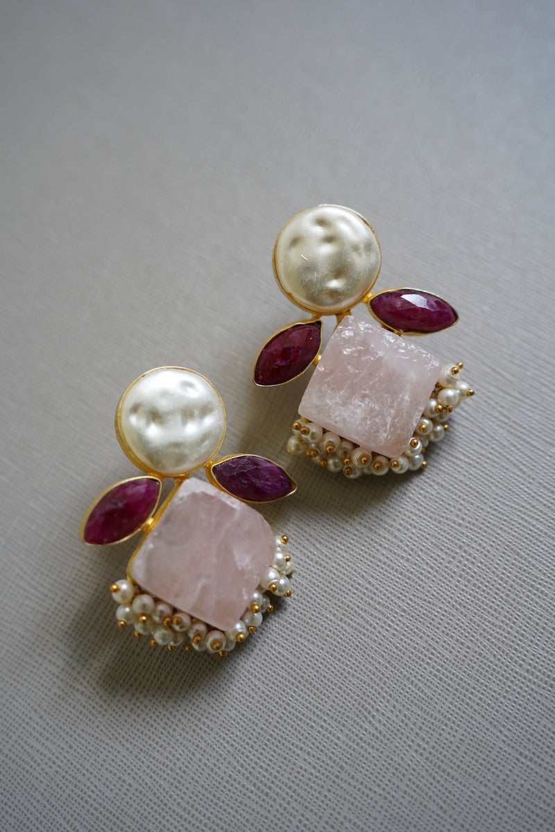 Rose Quartz  Pari Earrings