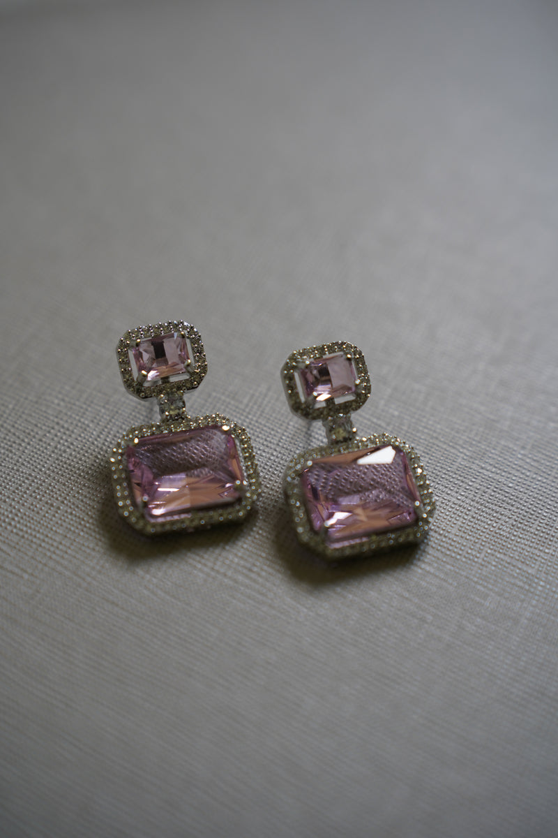 Silver and Pink Earrings