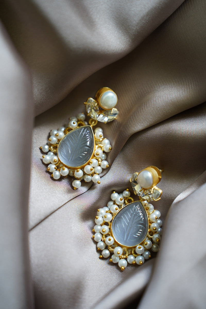 Grey Detailed Gemstone Earrings