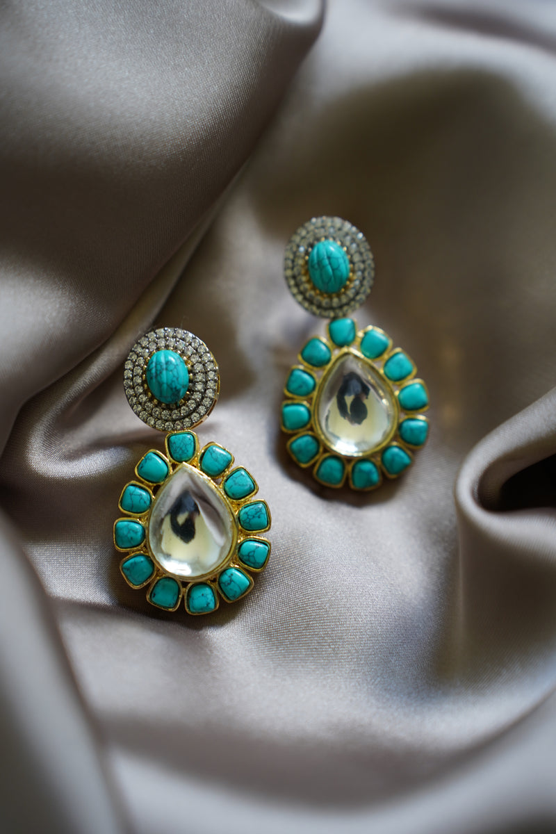 Turquoise Mirror Detail Earrings