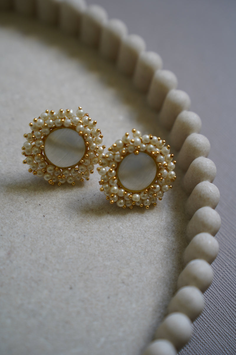 White Gemstone Studs