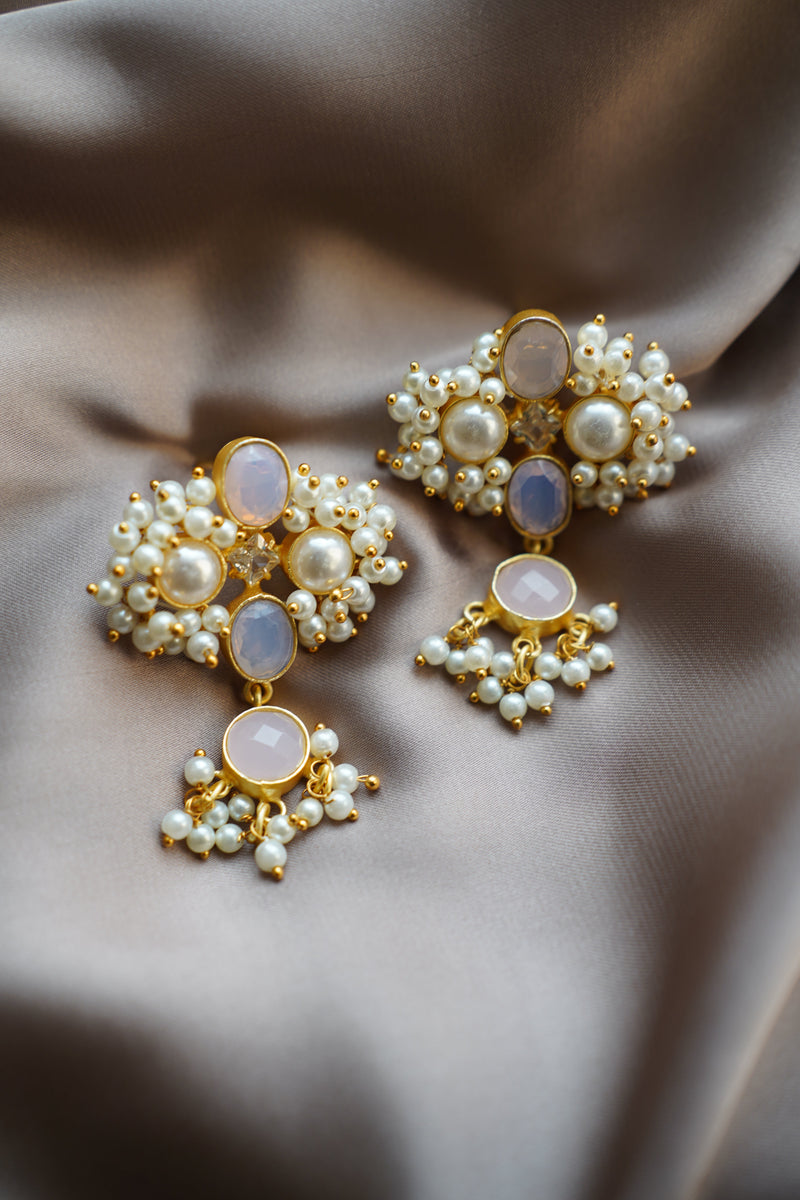 Light Pink and Pearl Earrings