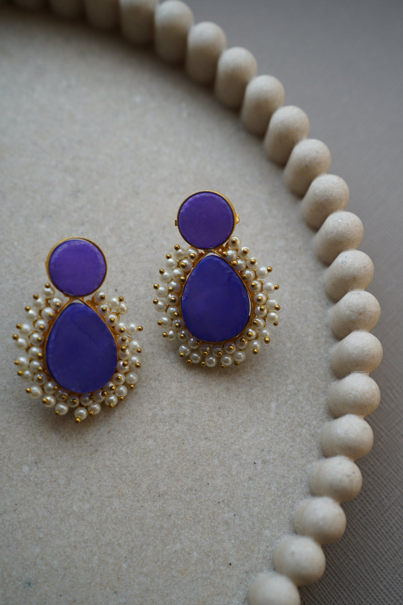 Purple Natural Stone Kohi  Earrings