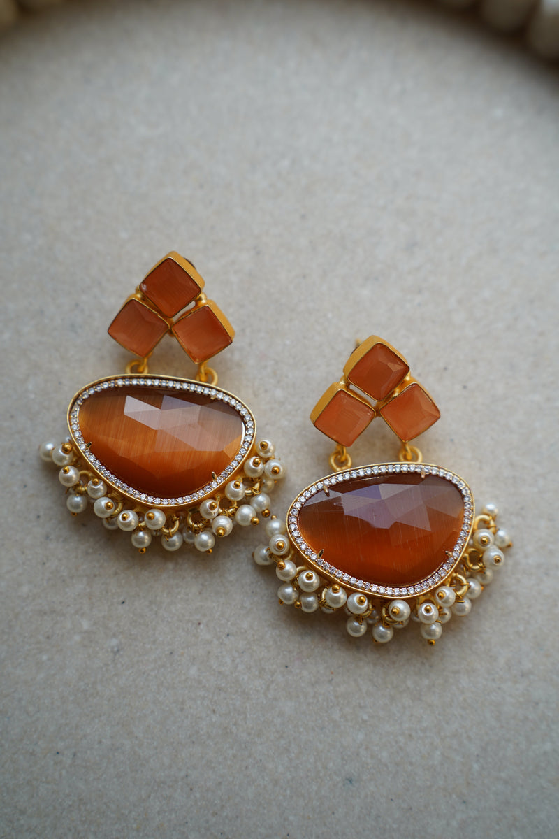Deep Orange Statement Earrings