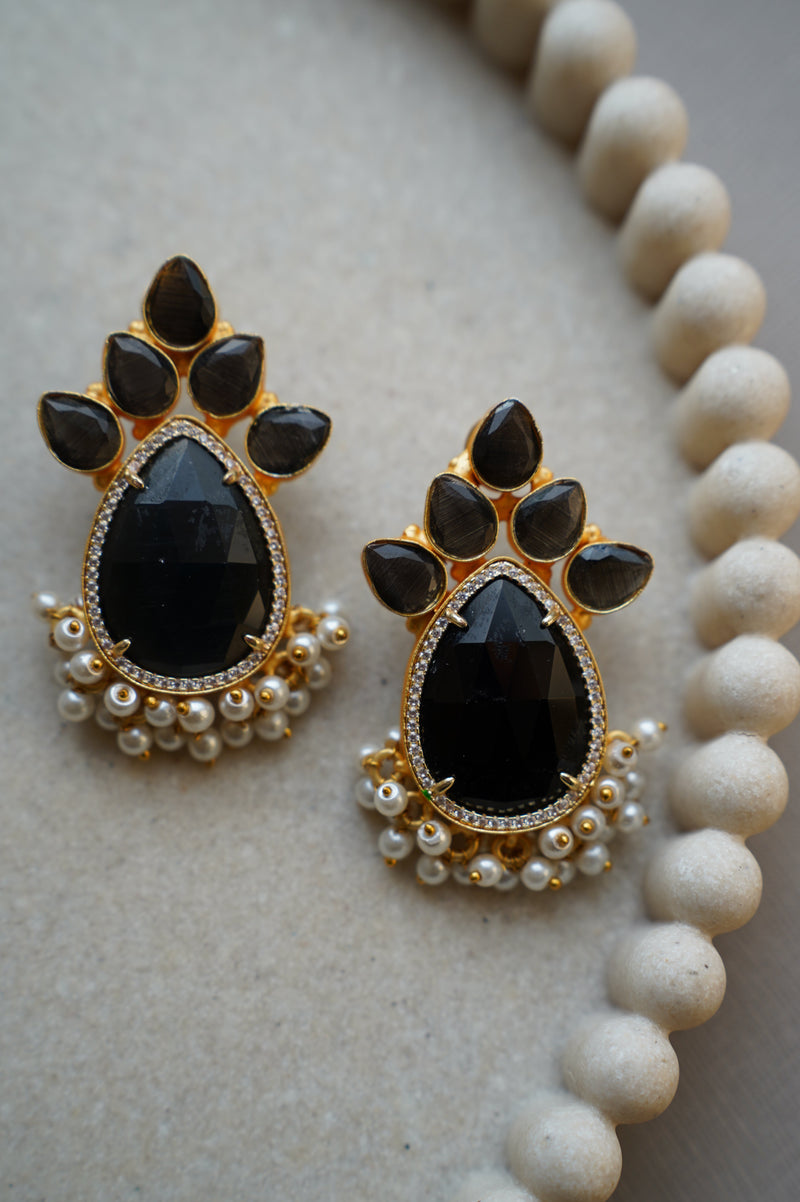 Black Pearl Embelished Earrings