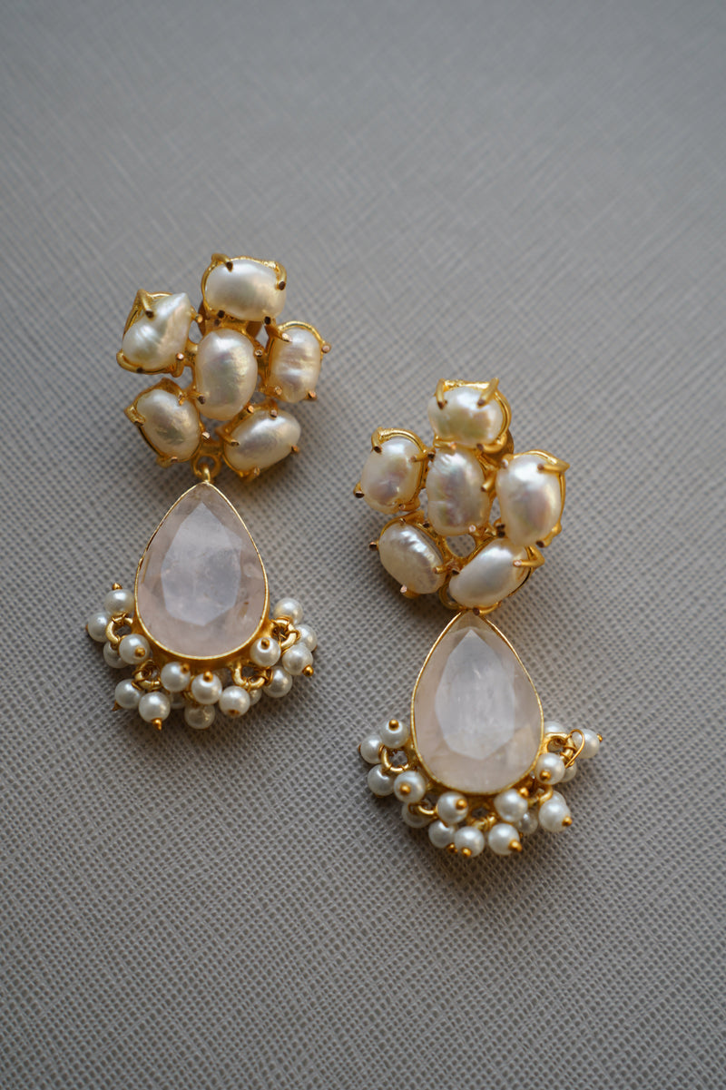 Neutral Pearl Statement Earrings