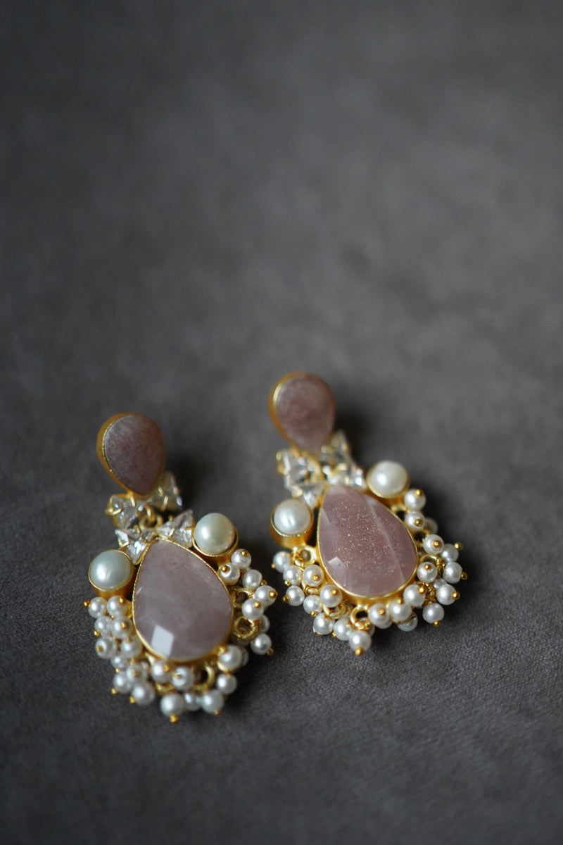 Baby Pink Gemstone Earrings