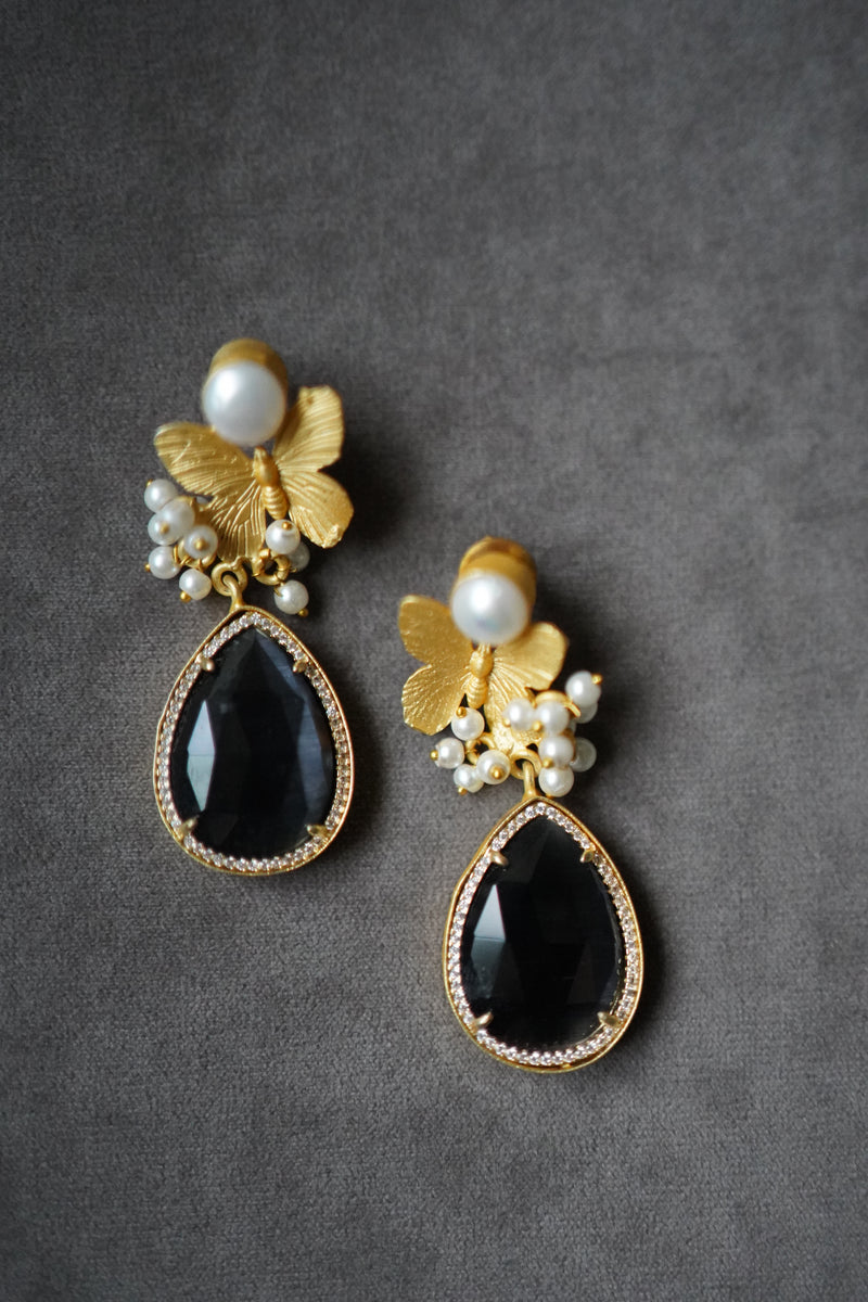 Butterfly Detailed Black Earrings