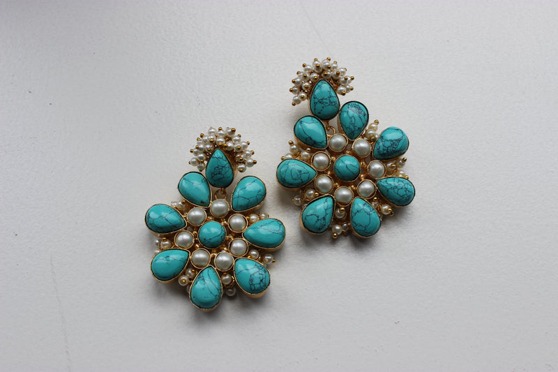 Feroza Myra floral statement earrings