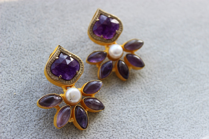 Floral gemstone earrings